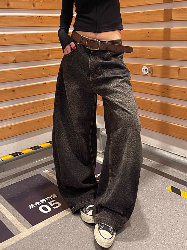 Gradient Leopard Print Boyfriend Jeans