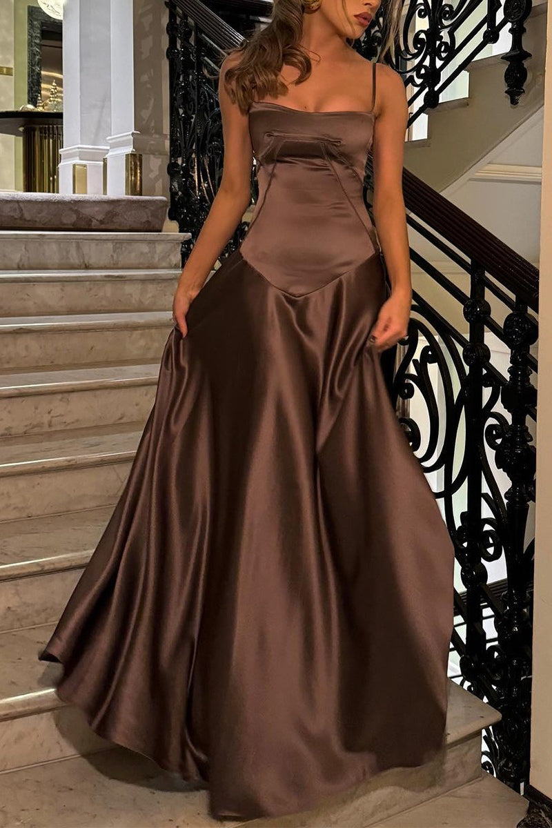 Sexy Cami Slim Fit Back Tie Long Prom Dress
