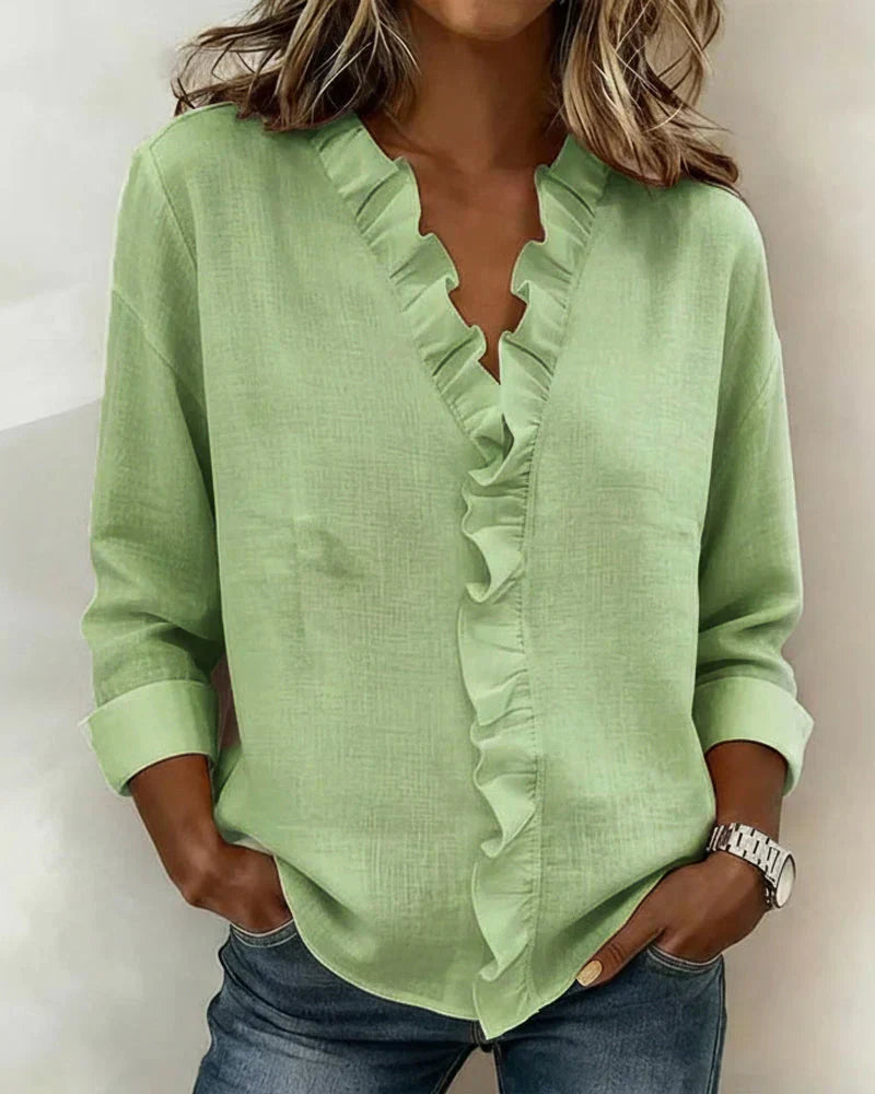 The Indie — Ruffle V-Neck Blouse