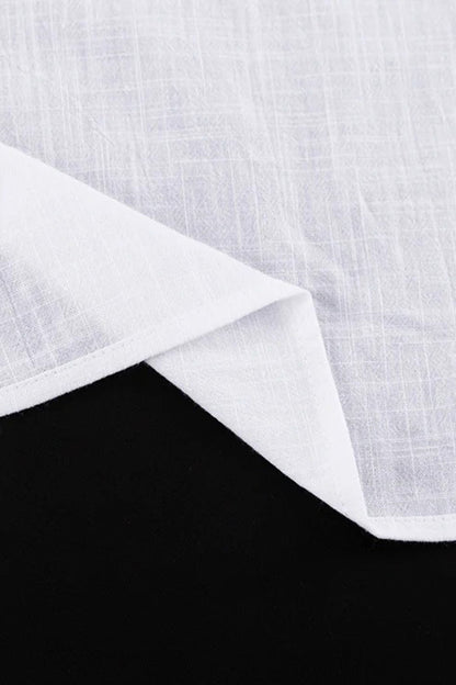 V-neck Lantern Sleeve Cotton Shirt Set
