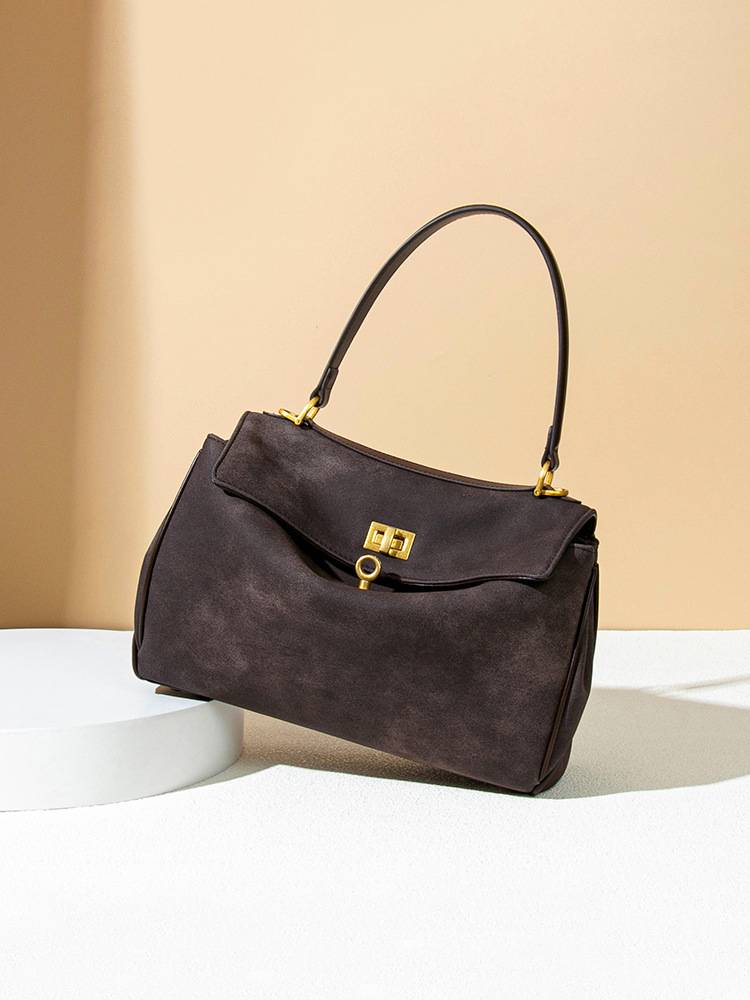 Minimalist suede tote shoulder bag