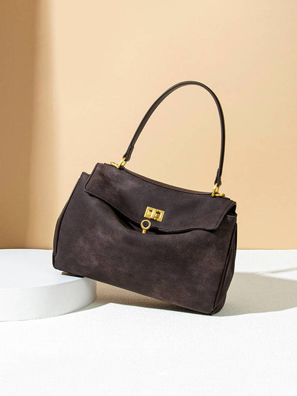 Minimalist suede tote shoulder bag