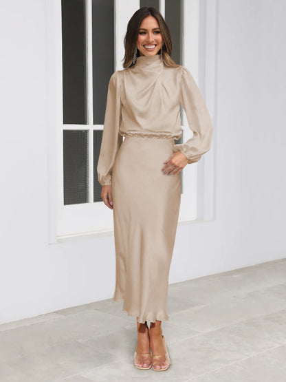 FROM THE SOURCE HIGH NECK BRIDAL MAXI DRESS - CHAMPAGNE