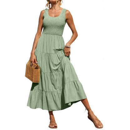 Solid Color Sleeveless Sling Swing Maxi Dress for Women