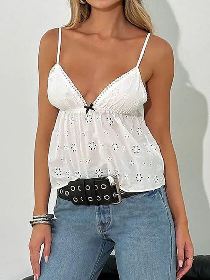 Jacquard Hollow Lace Cami Top