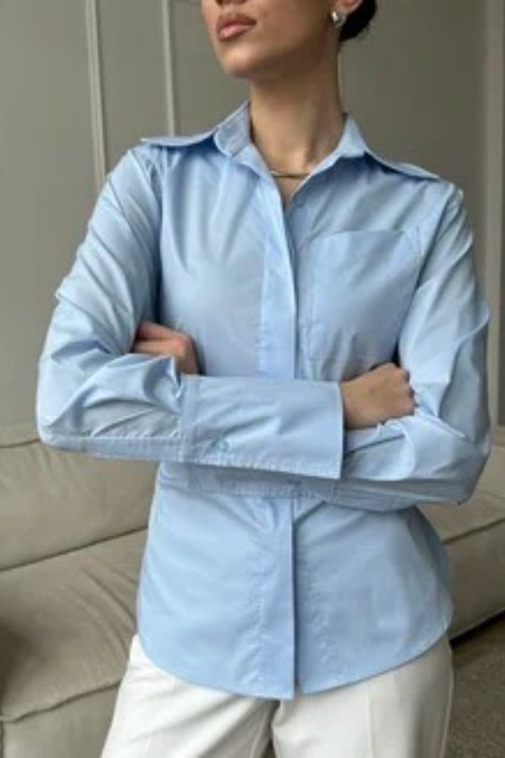 Versatile Lapel Collar Blouse