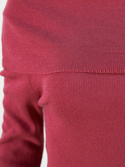 Solid Off Shoulder Slim Sweater