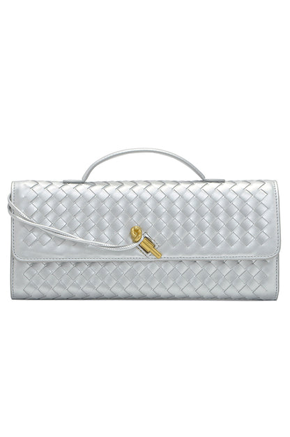 Woven Soft Leather Horizontal Square Accordion Bag