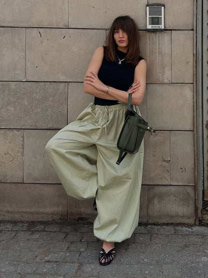 Pure Cotton Lantern Pants Color Loose-fit Comfort Pants