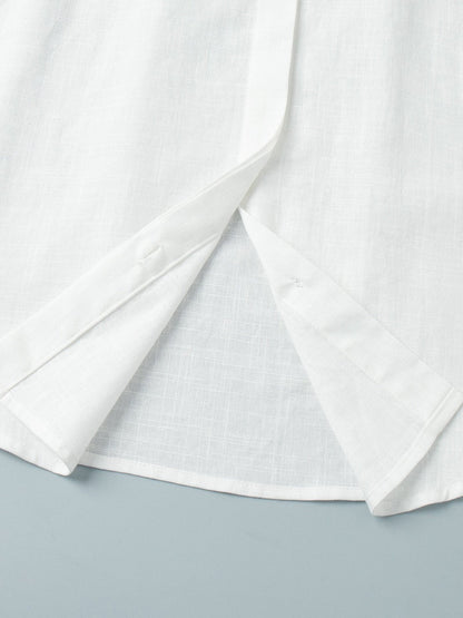 Pure Cotton Lapel Hip-hugging Shirts Mini&Short Dresses