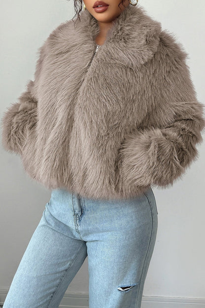 Plush Long Sleeve Elegant Maxi Coat