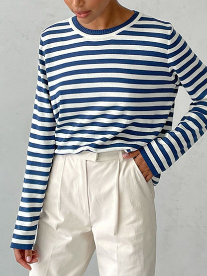Striped Crew Neck Knit Sweater