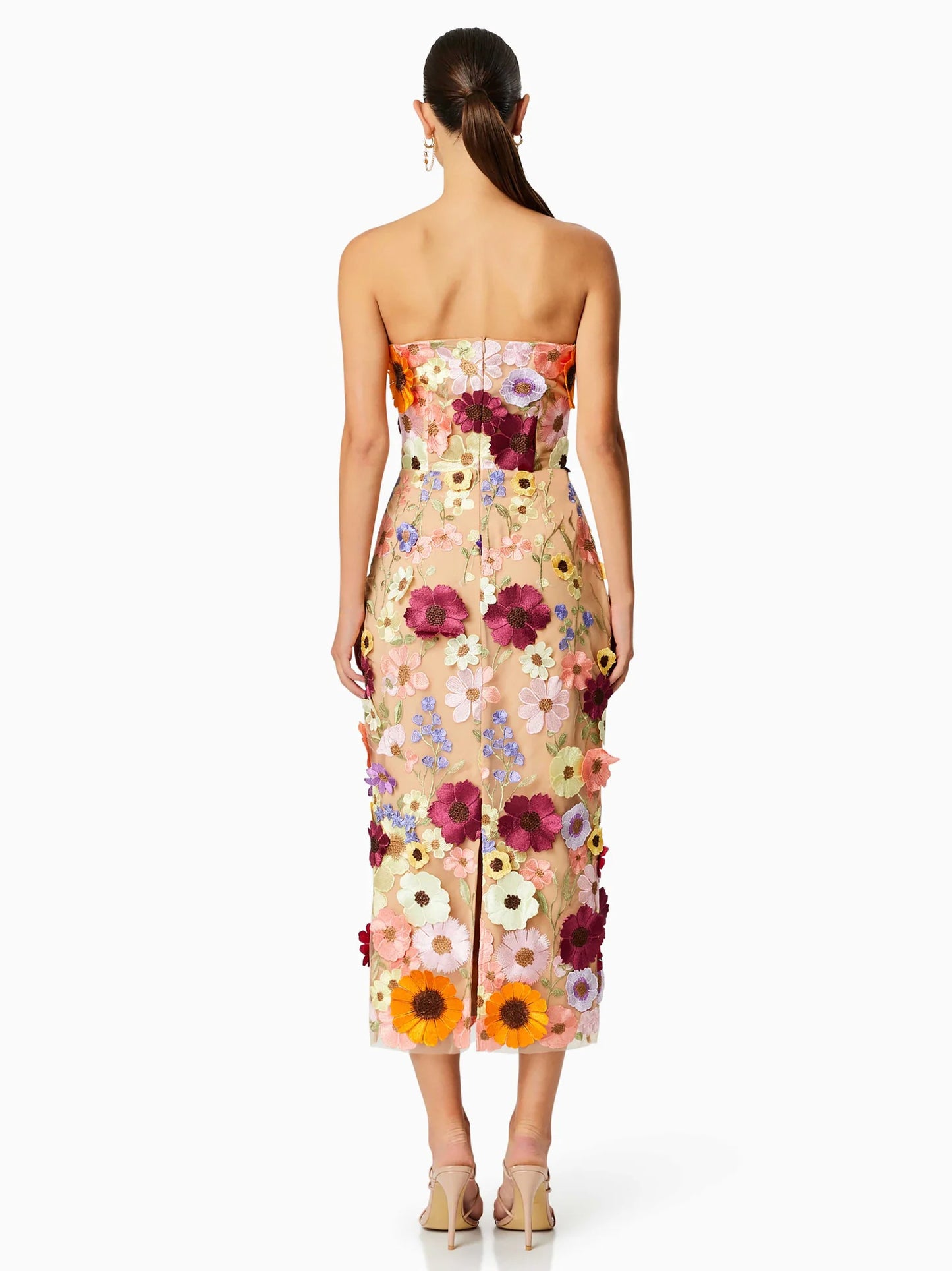 Applique Birthday Party Dress Off The Shoulder Backless Slit Midi Dresses