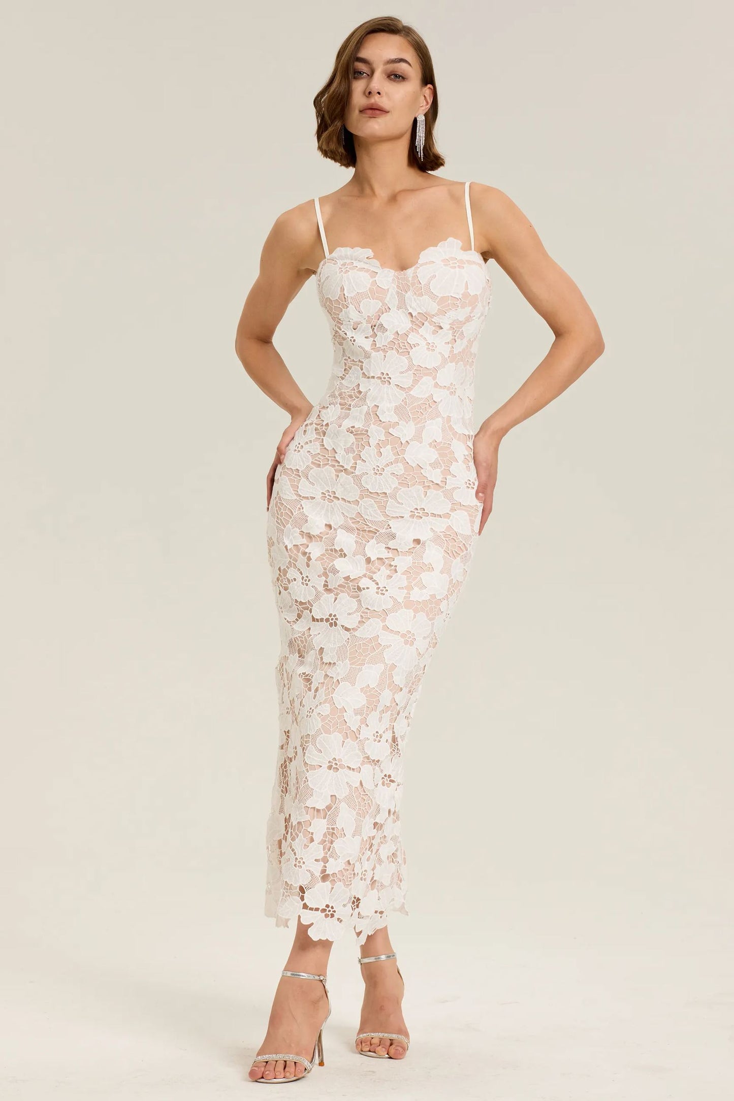 Amanda Floral Embroidered Lace Maxi Dress