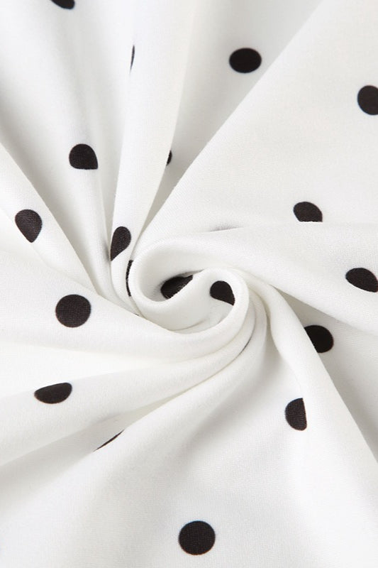 Polka Dot Scalloped Lace Trim Spaghetti Strap V-Neck Slip Midi Dress