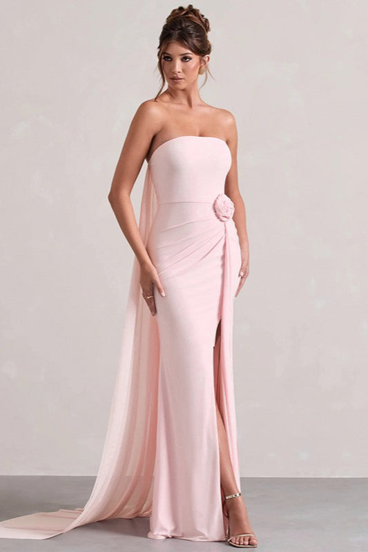 | Strapless Floral Maxi Dress