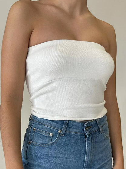 Solid Color Slim Bandeau Top