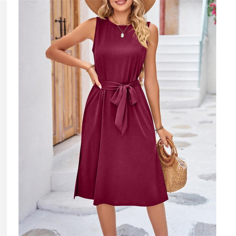 Solid Color Sleeveless Midi Dress in Multiple Colors