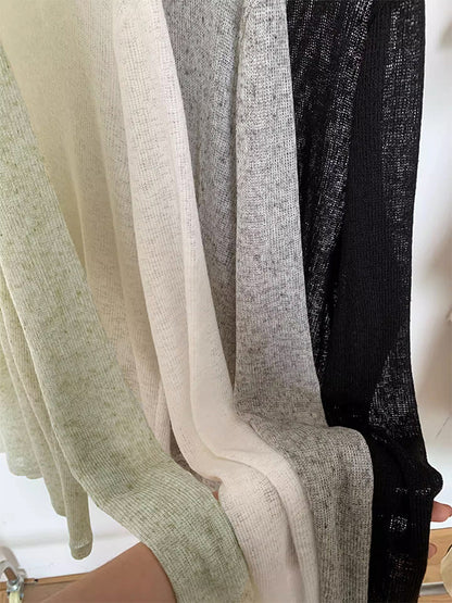 Plain Crewneck Casual Thin Long Sleeve Knits