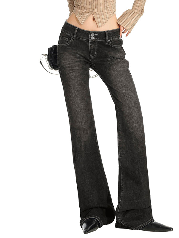 Double Breasted Low Rise Bootcut Jeans