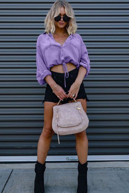 Denim Two Pocket Relaxed Blouse