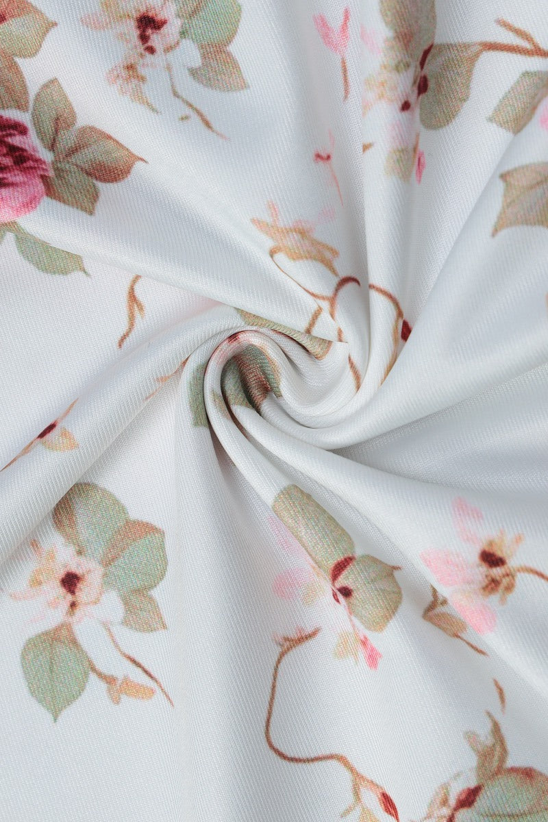 Lace Cup V Neck Floral Print Slip Maxi Dress