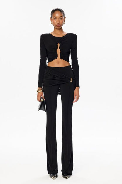 Chic Ruched Bodycon Top Pants Set