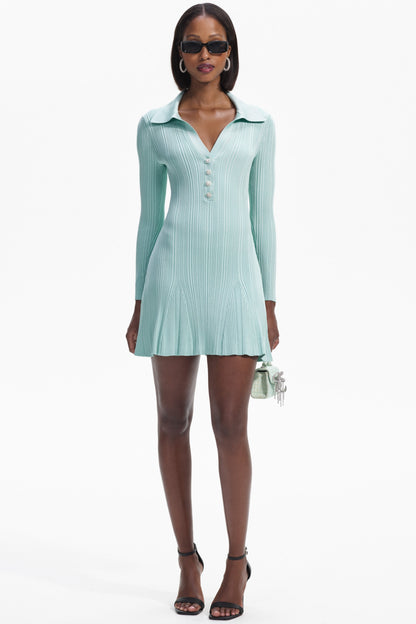 Knit Solid Long Sleeve Rhinestone Bottom Mini Dress