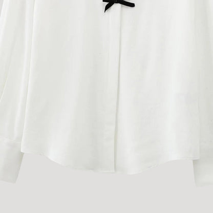 | Polka Dot Bow Tie Blouse – Long Sleeve Chiffon Shirt