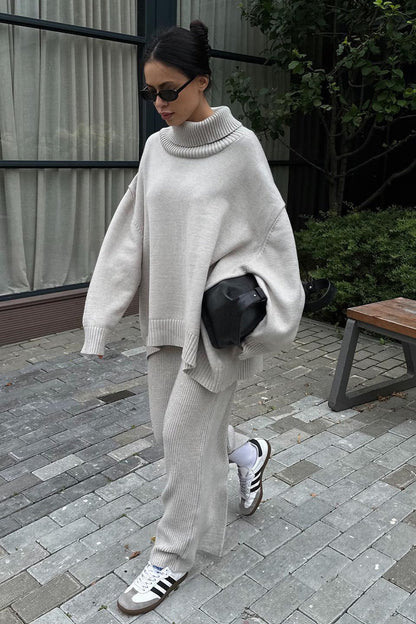 Casual Minimalist Turtleneck Oversized Sweater
