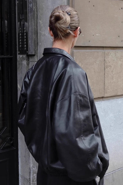 Black Retro Biker Leather Jacket