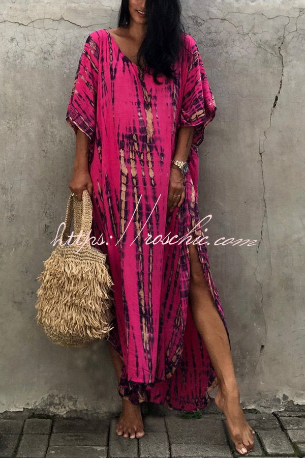 Live Freely Tie Dye Boho Loose Cover-up Dress