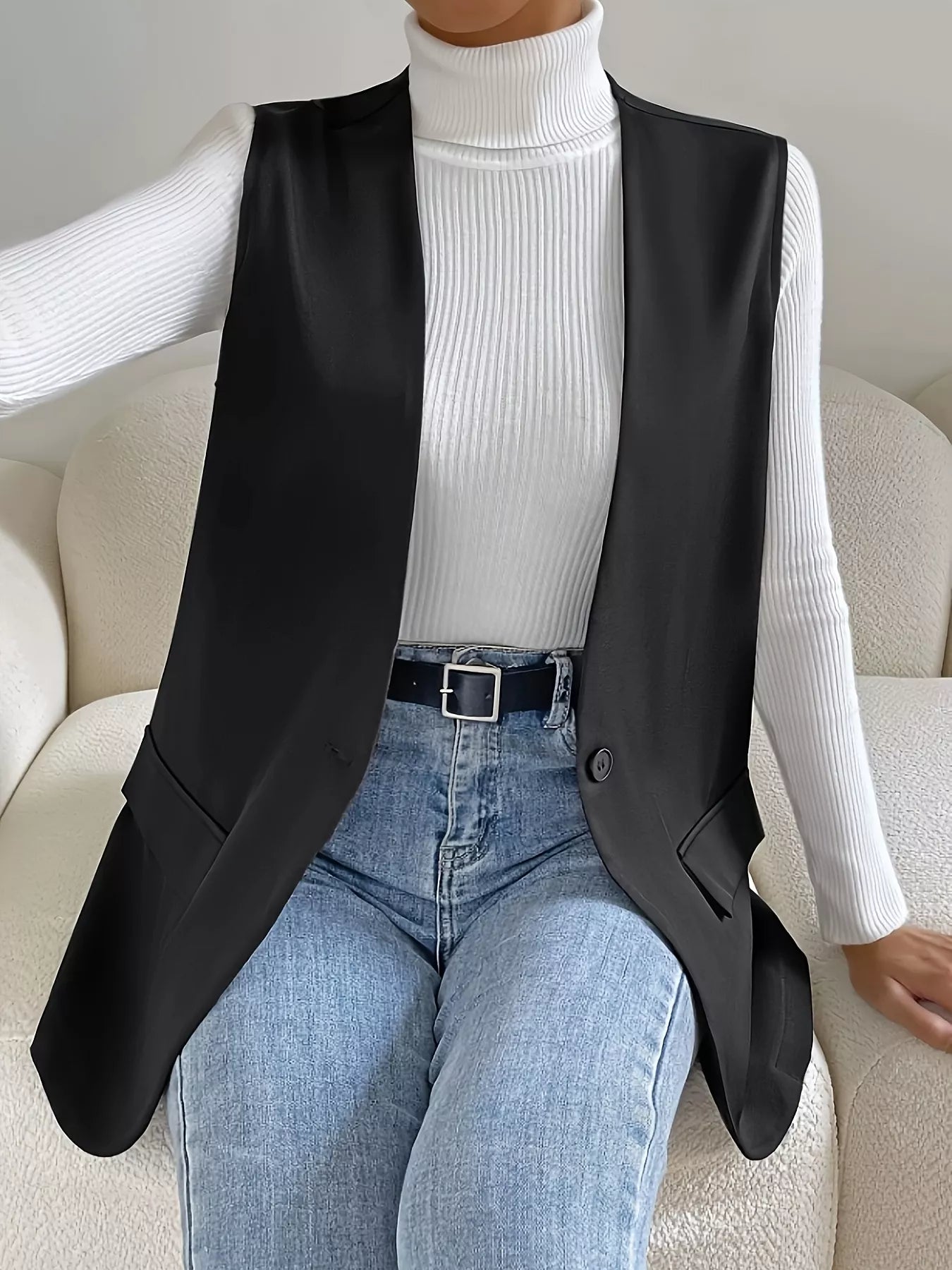 One Button Vest Coat