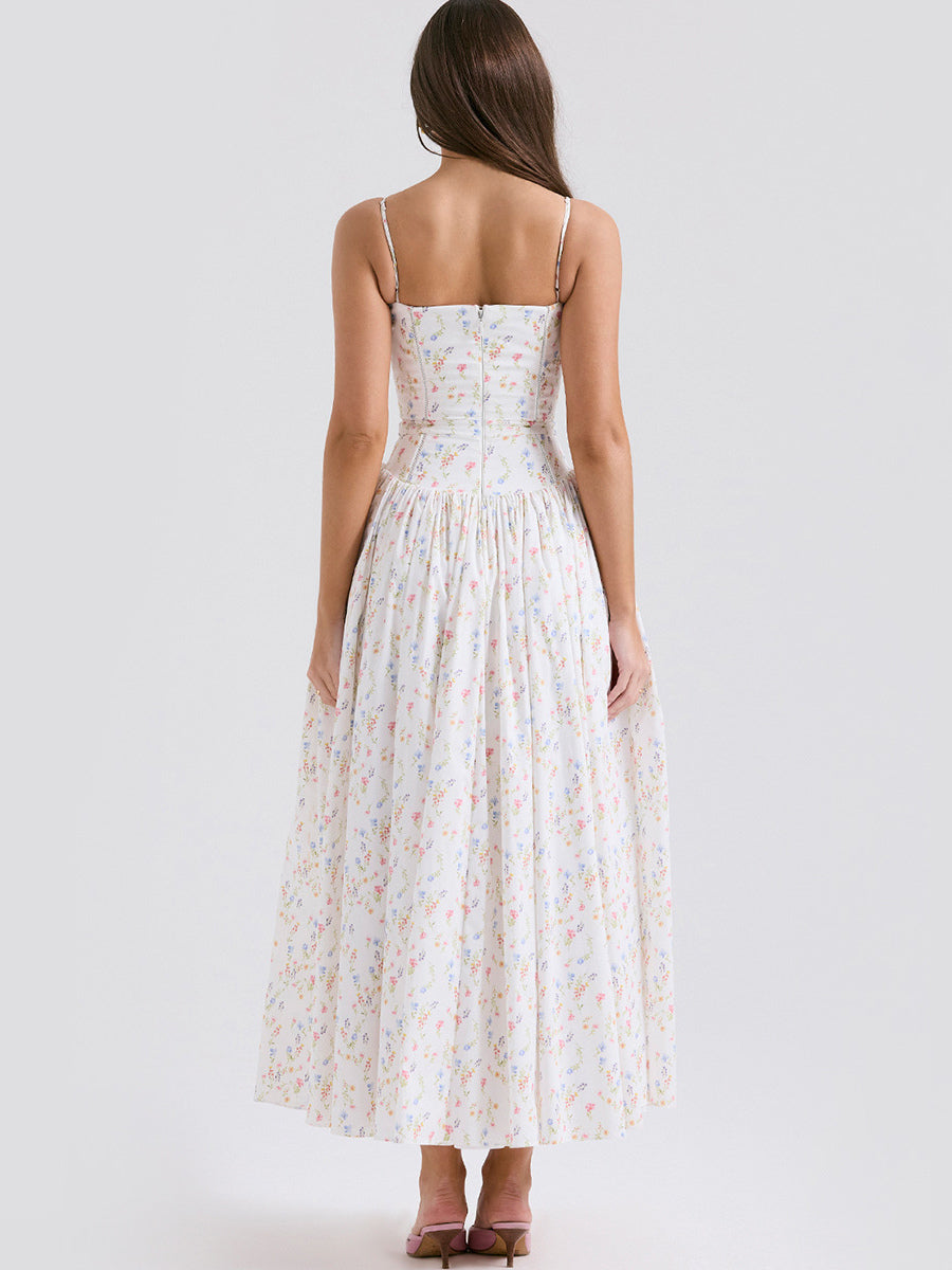 Corset Dress Mini Floral Ultra Spaghetti Strap Backless Party Midi Dresses