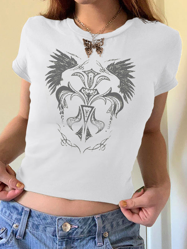 Vintage Wings Cross Hand Printed Tee
