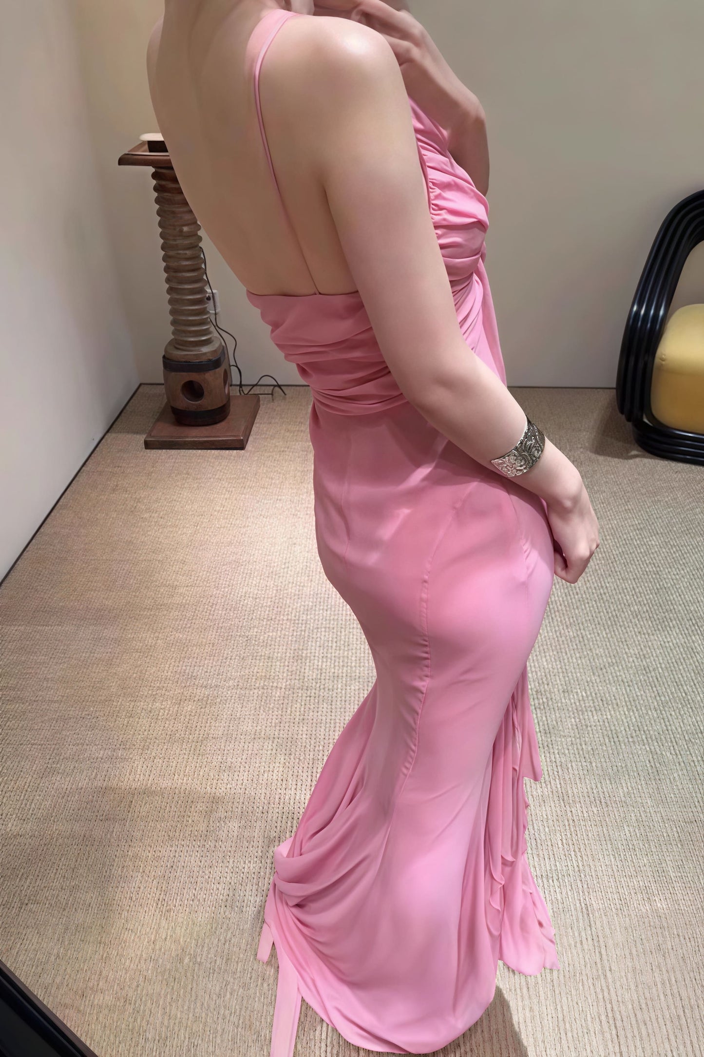 | 3D Rose Flowy Spaghetti Strap Backless Maxi Dress