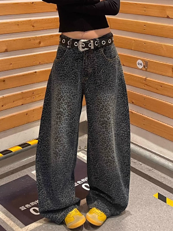 Gradient Leopard Print Boyfriend Jeans