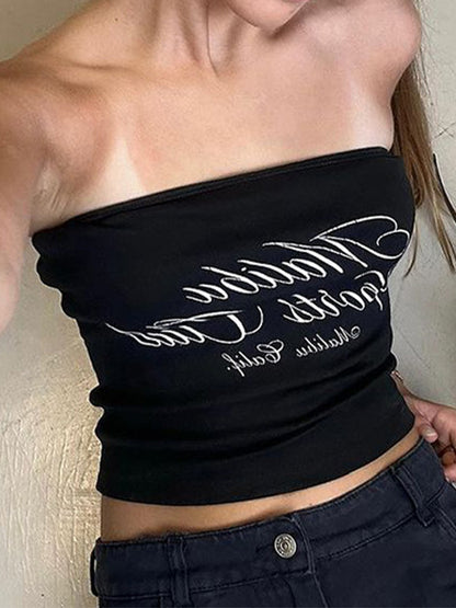 Letter Print Bandeau Top