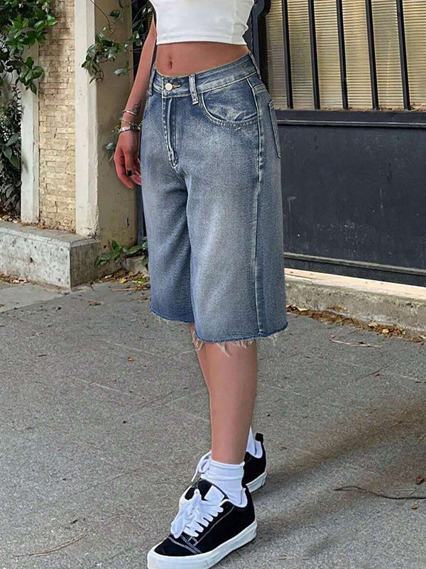 Y2K Vintage Slant Pocket Denim Shorts