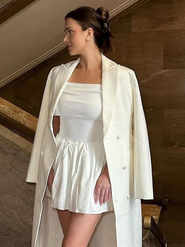 Skater Dresses Polyester Bateau Neck Pleated White Elegant Sleeveless Flared Dress Mini Dresses