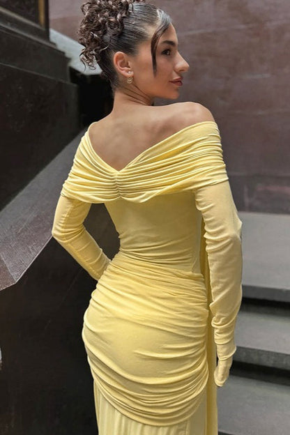 Sheer Off Shoulder Tie Waist Wrap Dress