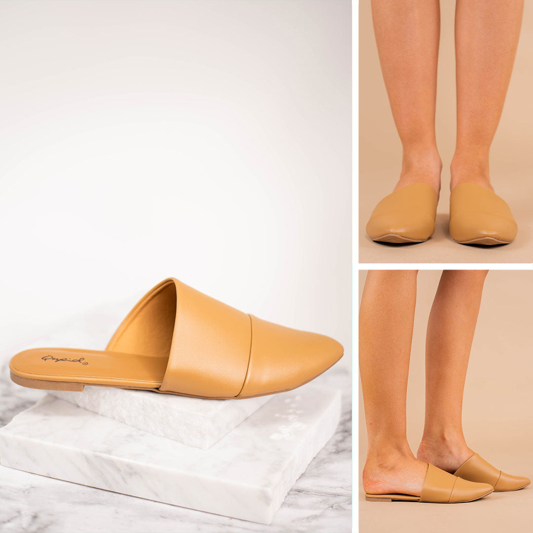 Butterscotch Brown Flat Mules