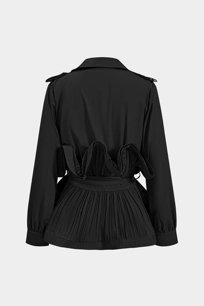 Pleated Ruffle Tie-Up Jacket