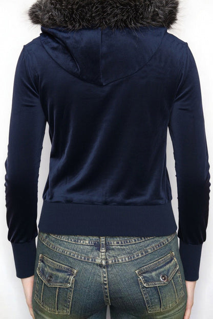 Faux Fur Velvet Zip Hoodie