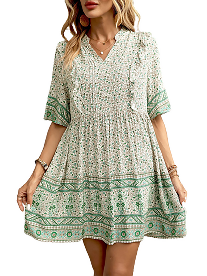 Summer Floral V Neck Mini Dress for Any Occasion