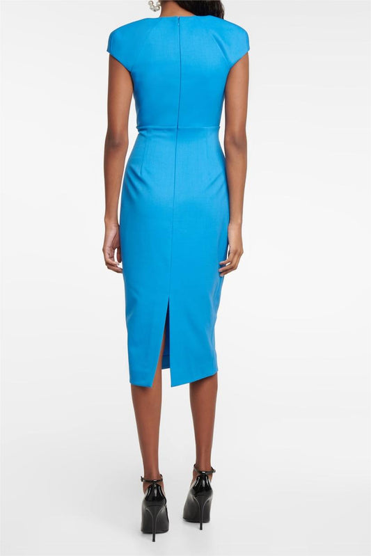 Solid Knit Sweetheart Neckline Midi Dress