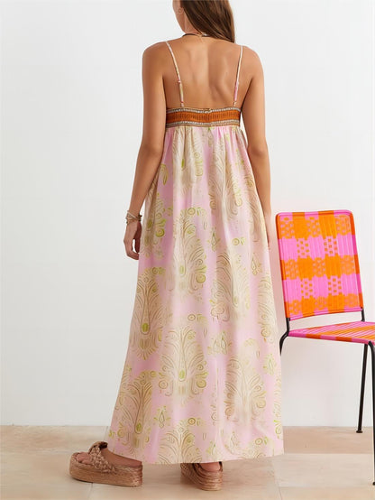 Savannah Breeze - Floral Thin Strap Maxi Dress