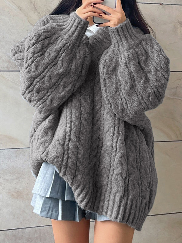 Twist Design V Neck Loose Sweater