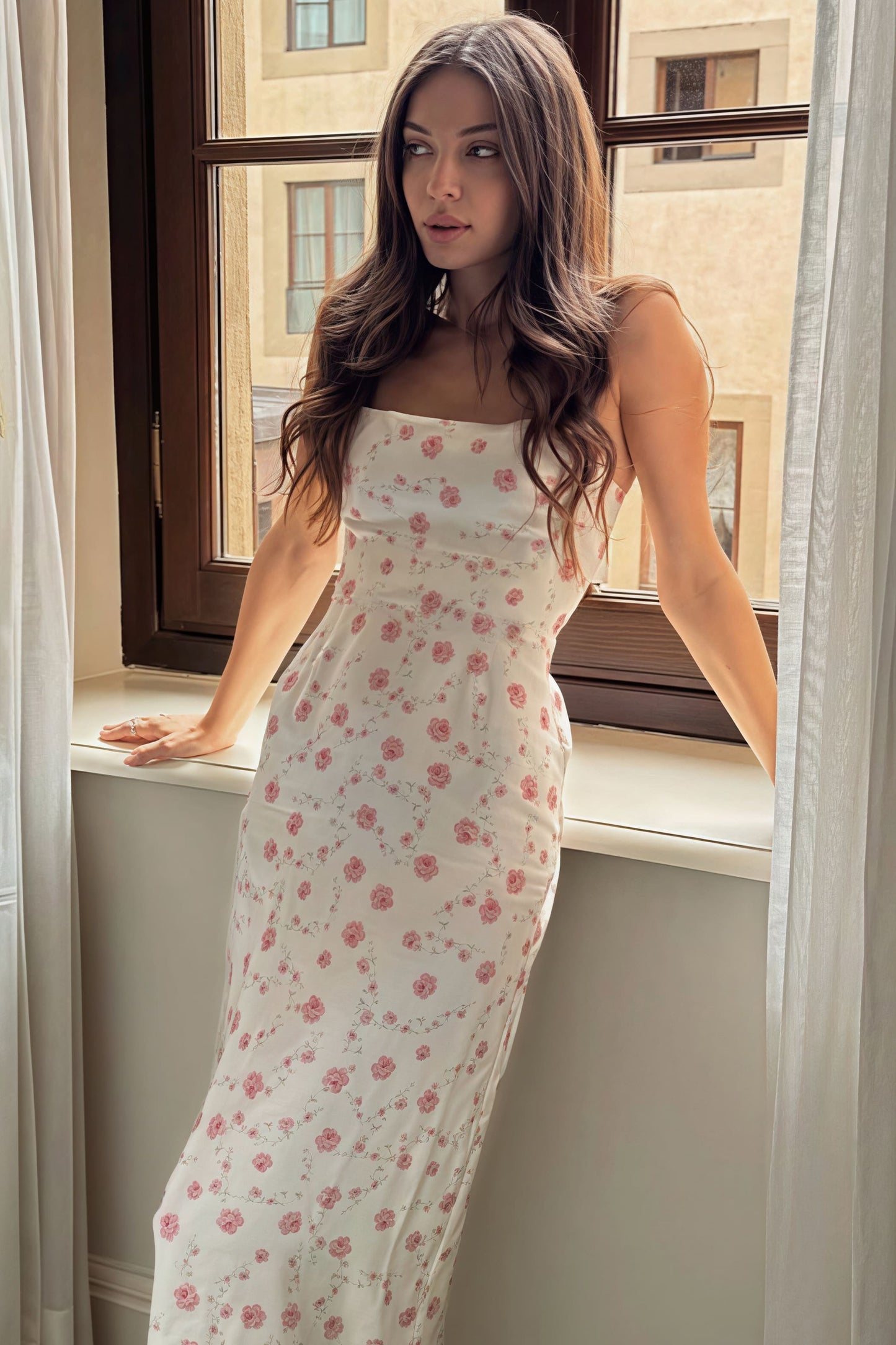 | Floral Off Shoulder Cami Maxi Dress