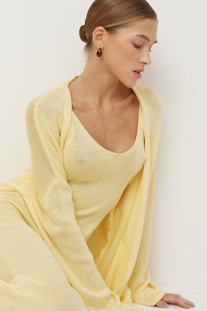 Solid V Neck Cotton Knit Bodycon Two Piece Set